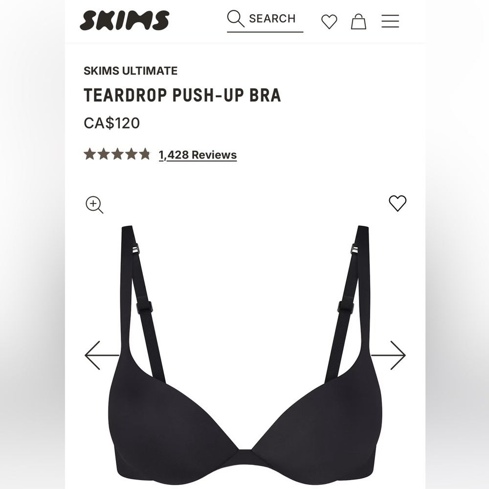 SKIMS Ultimate Black Teardrop Push-Up Bra